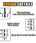Close-up of Badass Carbide Tire Studs With Snap On Tool 50 Pack, showcasing a sharp tip and spiral pattern for stability.
