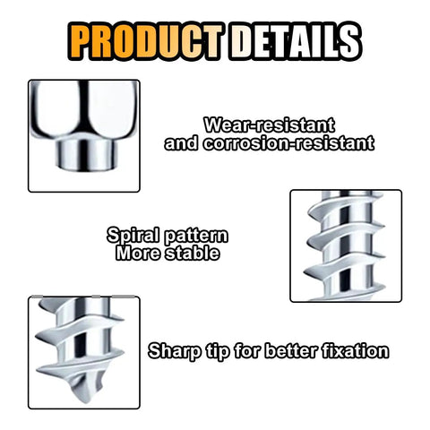 Close-up of Badass Carbide Tire Studs With Snap On Tool 50 Pack, showcasing a sharp tip and spiral pattern for stability.