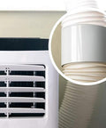 Two Pack Portable Air Conditioner Exhaust Hose With Coupler 5.9 Inch Diameter Anti Clockwise Thread Universal Duct Kit attached to unit