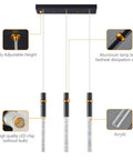 Sleek Black Mini Pendant Lights Set Of Three Dimmable LED Crystal Bubble Pendants For Kitchen Island showing components details