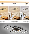 Dimmable LED Ceiling Light With Remote Control, Black Flush Mount Square Acrylic Fixture, 50W, color temperature 3000K to 6500K