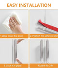 Stick On Adhesive Handles 2 Pack 200mm Stainless Steel Push Pull Cabinet Doors Wardrobe Barn Door Multipurpose Peel And Stick Easy Install For Kitchen Closet And Furniture Silver shown on cabinet doors