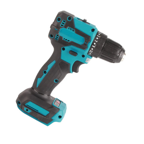 Heavy Duty Cordless Drill Driver Delivers Kickin Torsion Power Dual Speed Settings Built In Led Lamp And Grippy Ergonomic Handle For Tough Wood Tile Steel Jobs, showcasing the ergonomic grip and drill head.