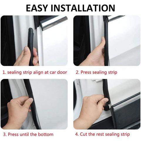 VUAOHIY automotive door weather stripping seal installed on car door; black rubber strip with side bulb