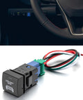 LED Light Bar Push Button Switch With Blue Backlight And Short Circuit Protection, Connector Wire Kit, close up view