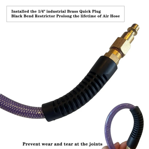 100 Ft 1/4 Inch Purple Air Compressor Hose Crafted From Flex Reinforced Polyurethane with Brass Quick Plug and Bend Restrictor.