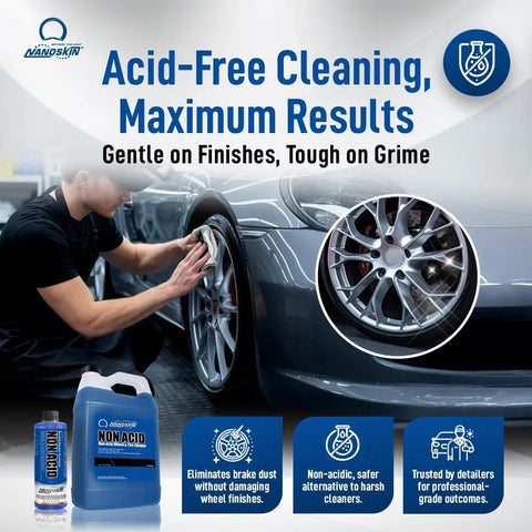Pro Grade Wheel And Tire Cleaner Concentrate 4 To 1 Dilution Thick Foamy Formula Lifts Brake Dust Oil Dirt And Light Corrosion For Easy Car Detailing Safe On Finishes Works With Tire Brush 16 Oz Bottle, non-acid wheel cleaner