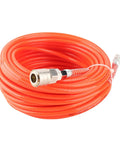 Heavy Duty Air Compressor Hose 20M With One Quarter Inch NPT Connector For Pneumatic Tools Auto Repair Shops Plus Home Garages High Pressure PU Tube 15Bar Handle Tire Inflation Impact Wrench Job Sites Workshop Beast Top Tier Pro Grade Build Red coiled hose with metal NPT fittings