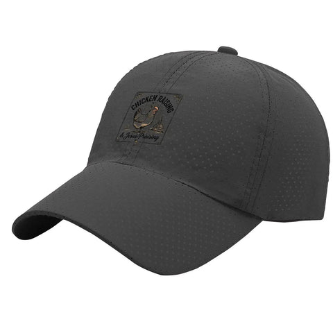 Lightweight Womens Cap With Jesus Praising Graphic, Breathable Ventilated Dark Grey Hat For Everyday Wear, Casual Street Style
