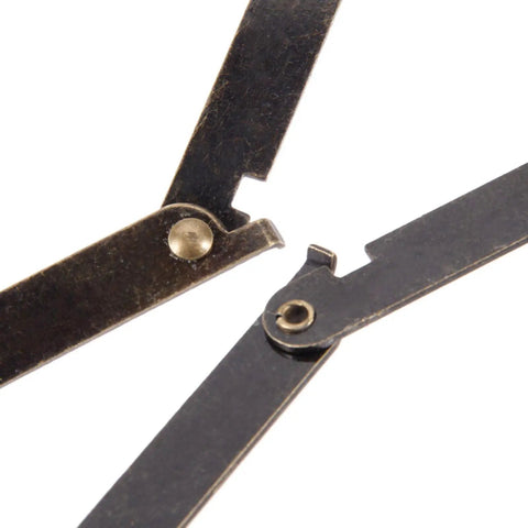 Close-up of a Two Pack Left Side Lid Support Hinges For Wood Boxes And Cabinets, Folding Lift Up Stay Hinge in antique bronze.