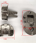 Two Piece 90 Degree Adjustable Concealed Cabinet Door Hinge Set For Table Drop Down And Flush Mount Zinc Alloy Construction Durable Kitchen Or Furniture Hardware with dimensions.