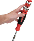 26InOne Ultra Driver Set 14 Piece Kit With Magnetic Bits And Precision Screwdrivers For Home Auto And Workshop Use Built Tough Versatile Hand Tool Collection held in hand showing bits.