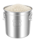 Built Like A Tank 304 Stainless Steel Airtight Canister For Kitchen Storage with rice inside, showcasing its durable material.