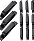 Matte Black 6 Inch Cabinet Handles Set Of 12 With Base Plate Aluminum Alloy Construction Heavy Duty Drawer Pulls For Kitchen Cabinets Windows And Doors Rust Resistant And Built To Last arranged in a grid