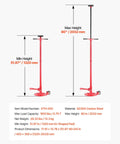 Heavy Duty Underhoist Stand For Vehicle Lifts, 1,653 Lb Capacity, Two Wheels, Adjustable Height From 51.97 To 80 Inches