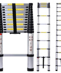 Three views of Aluminum Telescoping Extension Ladder 16.5 Feet Portable Multi Purpose Indoor Outdoor Ladder With 330 Lb Capacity