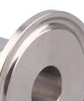 Close-up of One And A Half Inch Tri Clamp To Three Eighths Inch FNPT Ferrule Sanitary Pipe Fitting Stainless Steel 304