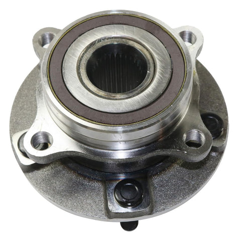 Front view of Front Wheel Hub Assemblies Pair For Your Mitsubishi Lancer 2008 2015 With Bearing And ABS Encoder Includes 5 Lugs Wheel Studs.