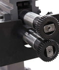 Close-up of rollers on TB-12 Bead Bender Beading Machine 8 Inch Rotary Forming Tool For 18 Gauge Metal projects.