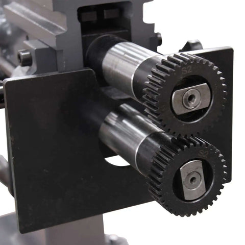 Close-up of rollers on TB-12 Bead Bender Beading Machine 8 Inch Rotary Forming Tool For 18 Gauge Metal projects.