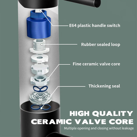 Cross-section of Brushed Nickel Stainless Steel Bathroom Faucet With Pop Up Drain Stopper And Deck Plate showing ceramic valve core.