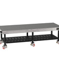 Robust Welding Fixture Workbench With Spacious Bottom Shelf And Easy Roll Handle engineered for custom clamping setups, 120x48x36 inches.