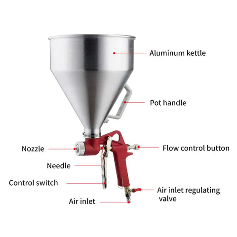 Straight Up Professional Paint Sprayer With Rock Solid Aluminum Tank and Elbow Style Design Featuring Quick Disconnect Adapter, detailed view of nozzle and controls.