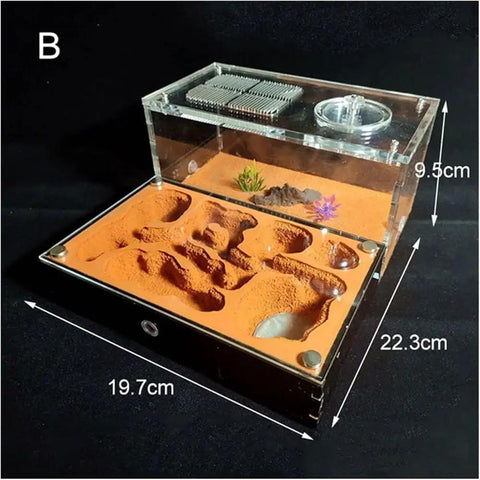 Big Kid Friendly Ant Farm Castle With Plaster And Acrylic Slab Nest, Feeding Area And Workshop Terrarium, Hands On Educational Ecosystem Gift For Curious Minds, 22.3x19.7x9.5cm