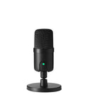 Black Condenser USB Microphone For PC With Cardioid Pickup, Ideal For Streaming, Recording, And Podcasting on adjustable stand