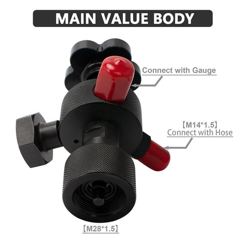 Nitrogen Accumulator Gear Kit With Seven Couplings And Three Pressure Gauges Plus Gas Hose For Hydraulic Systems Compact And Durable With Corrosion Resistant Gauges And Steel Adapters For Precise Safe Pressure Measurement