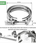 3 Inch V Band Exhaust Clamp Set For Turbo Downpipes Stainless Steel 304 Quick Release V Band Flange For Pickup Trucks