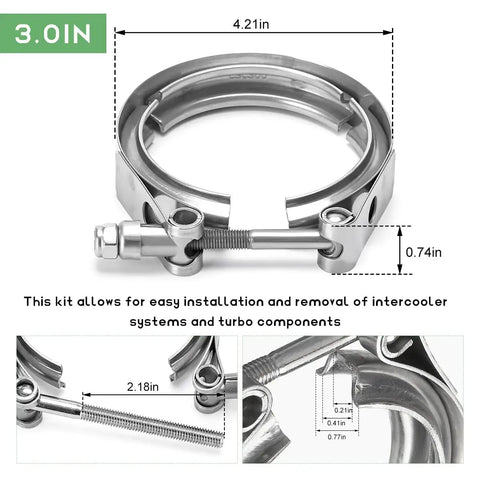 3 Inch V Band Exhaust Clamp Set For Turbo Downpipes Stainless Steel 304 Quick Release V Band Flange For Pickup Trucks