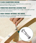 M6 X 50MM Furniture Screws With Barrel Nuts Kit 304 Stainless Steel, demonstrating flush chamfered design and high-torque drive.