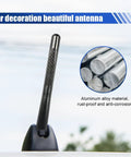 Carbon Fiber Car Short Antenna 4.72 Inch Aluminum Alloy Signal Receiver With 4 Screws And 2 Gaskets Universal Car Antenna Replacement For Clear FM AM Radio Reception Black mounted on car roof with aluminum alloy inset
