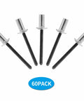 60 Pack Aluminum Closed End Pop Rivets Three Sixteenth Inch By Three Eighths Inch Blind Rivets With Sealed Dome Head