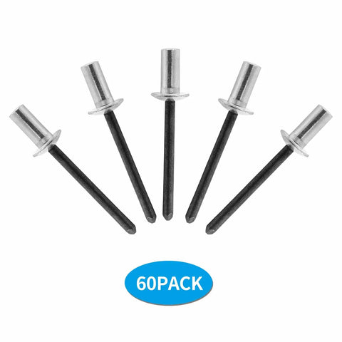 60 Pack Aluminum Closed End Pop Rivets Three Sixteenth Inch By Three Eighths Inch Blind Rivets With Sealed Dome Head