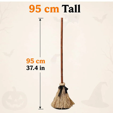 Floating Witch Broom 37 Inch Lit Up Dancing Broomstick With Motion Activation Touch Sensing Spooky Sounds Mute Mode Indoor Party Decor For Haunting Displays And Seasonal Cheer, 95 cm tall