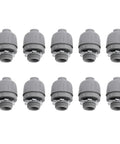 Tough Workhorse Grade Liquid Tight Conduit Connector 1 Inch NPT Nylon 6 set of ten, dome nut for outdoor and marine jobs.