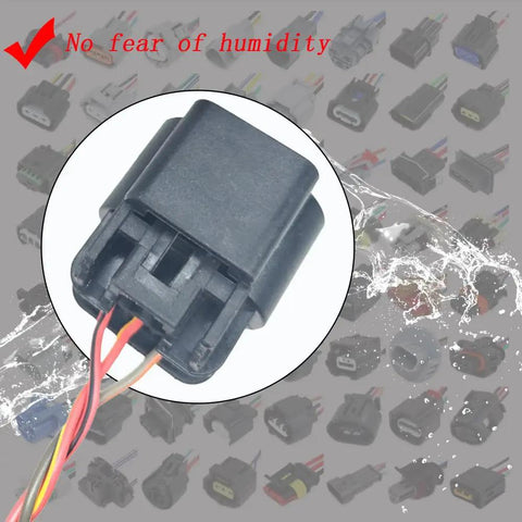No Sweat Swap Battery Current Sensor Connector Harness Plug Compatible With Buick Allure Cascada close-up view, black polymer construction.