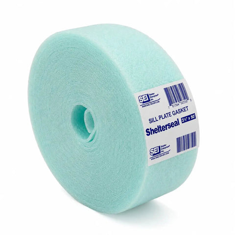 Aqua Foam Sill Plate Gasket And Concrete Foundation Block Seal For Wood Framing Rock Tight Moisture Guard in a 3.5" x 50' roll.