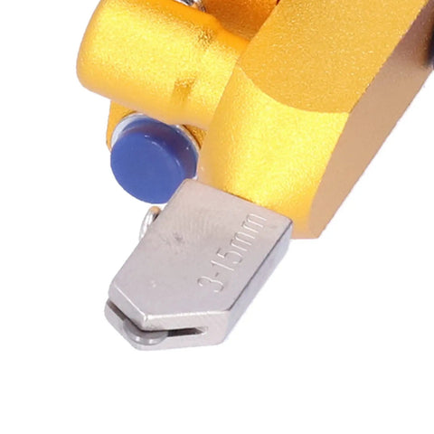 Close-up view of Handheld Glass Tile Cutter's cutting wheel and aluminum alloy handle for 3 to 15mm mirror and tile.