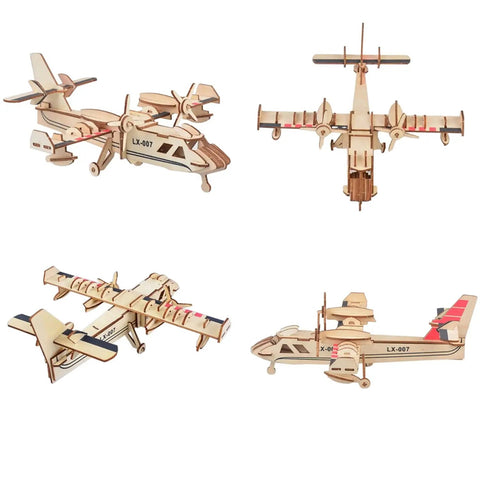 Six Piece Aircraft And Helicopter Wood Puzzle Set For STEM DIY Fans, Brain Teaser Projects For Adults And Teens