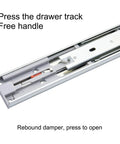 Beefy Full Extension Drawer Slides 10 to 22 Inch Heavy Duty Rails With Smooth Quiet Operation, Ball Bearing Precision Rails, Safe Lock Mechanism For Keyboard Drawers, Wardrobe Cabinets, Wood Or Steel Drawers And Tool Boxes. close-up of rebound damper lock