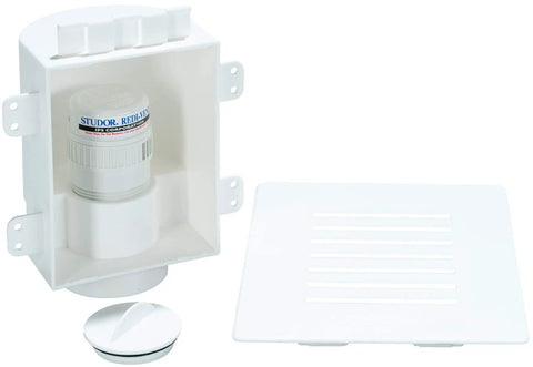 Redi-Vent Air Admittance Valve with recessed box and grill white for one and a half inch or two inch ABS or PVC piping one piece construction