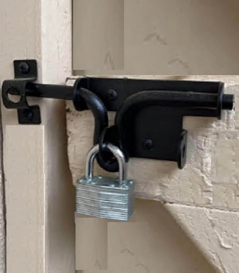 Black Heavy Duty Sliding Bolt Gate Latch With Padlock Hole Two Way Direction For Left Or Right Hand Doors And Gates