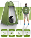 Go To Portable Camping Toilet Kit With Pop Up Privacy Tent And Liquid Waste Gel Packs shown with person carrying tent
