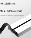 Hassle Free Wall Mounted Power Track Strip Featuring Slide Rail Sockets, Zero Drill Installation For Kitchen Or Bathroom, Smart Switch With Led Indicator, 90 Cm modern adhesive anti-splash and anti-oil strip close-up.