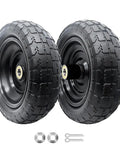 Flat Free 10 Inch Solid Replacement Tire And Wheel For Cart Dolly Hand Truck Generator Lawn Mower Garden Wagon With 5/8 Inch Axle Bore