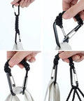 2 Pack Black Paracord Keychain Carabiner Clips With Heavy Duty Chain Hooks Lanyard Hangers for Water Bottles Keys Backpacks