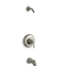Forte Rite-Temp Bath And Shower Valve Trim With Slip-Fit Spout, ADA Lever, Anti-Scald Tech in Vibrant Brushed Nickel Finish